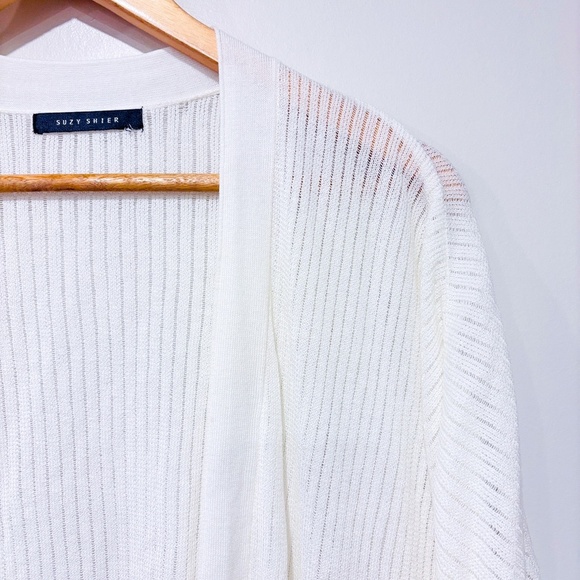 SUZY SHIER White open crochet cardigan - Picture 6 of 8